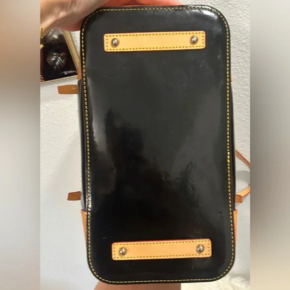 Dooney & Bourke Black Patent Tote with Tan Trim and Pink Interior w/ Reg. paper - Picture 9 of 13